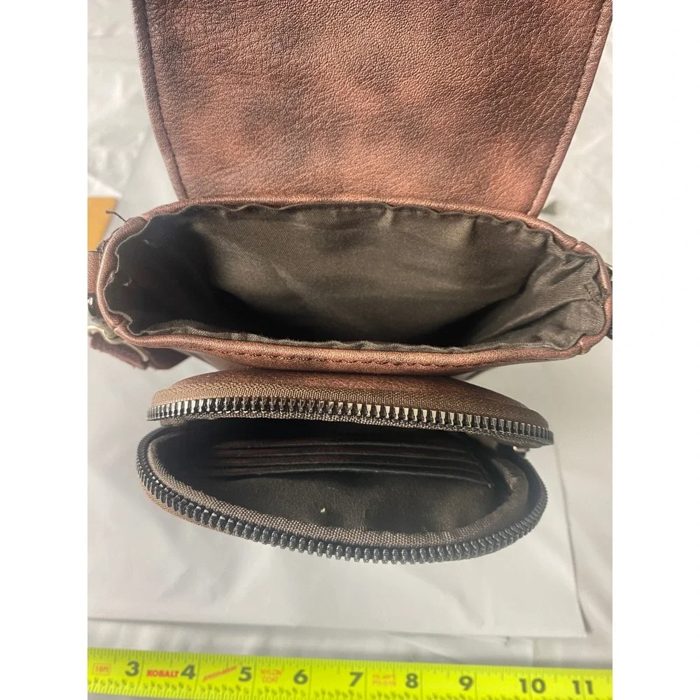 POLUOYA Brown Crossbody Phone Bag Mini Shoulder Purse Wallet Travel Pouch